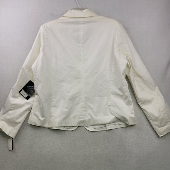 Casual Studio White Ruched Front Button-Up Blazer Jacket XL Lined Shoulder Pads - Picture 4 of 10